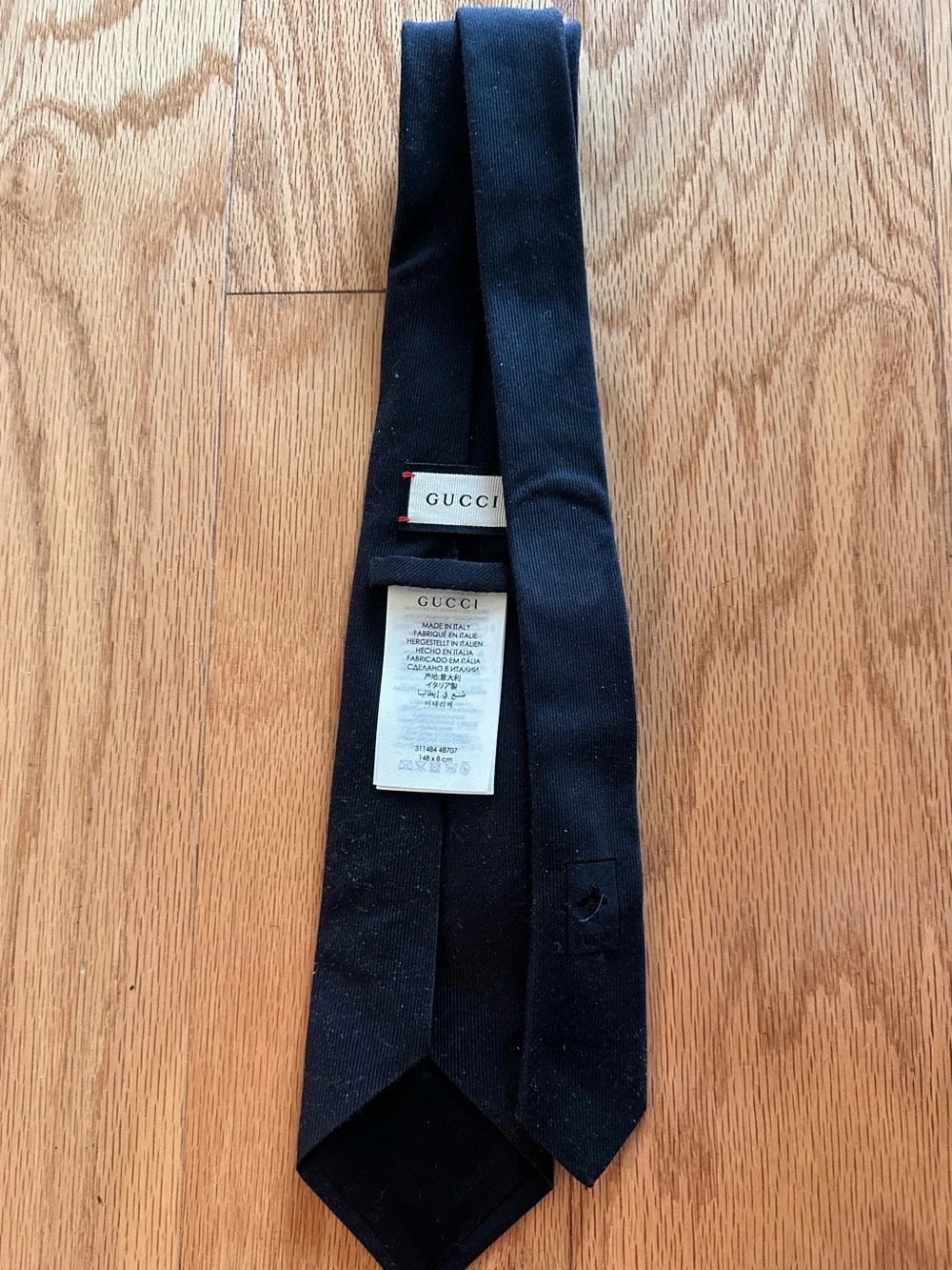 Gucci Black Classic Solid Silk Tie